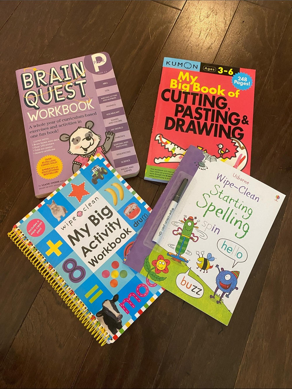 Pre-K or K bundle! Two Wipe-Clean books, a workbook and arts/crafts book.